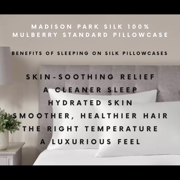 Madison Park Silk 100% Mulberry Standard Pillowcase - Picture 2 of 7